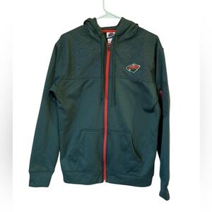 NHL Minnesota Wild Green Fleece Lined Full Zip Hoodie Jacket S Small Unisex